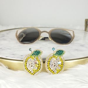 Rhinestone Lemon Statement Stud Earrings